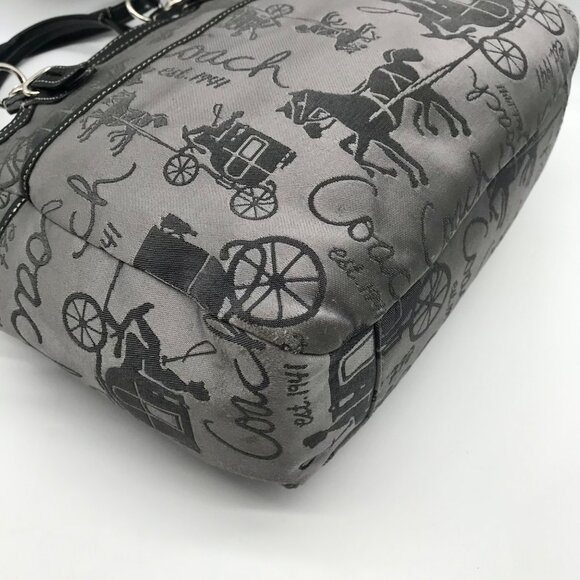 Coach  Gray Sateen Gallery Horse & Carriage East West Tote Bag F16583 - Picture 6 of 11